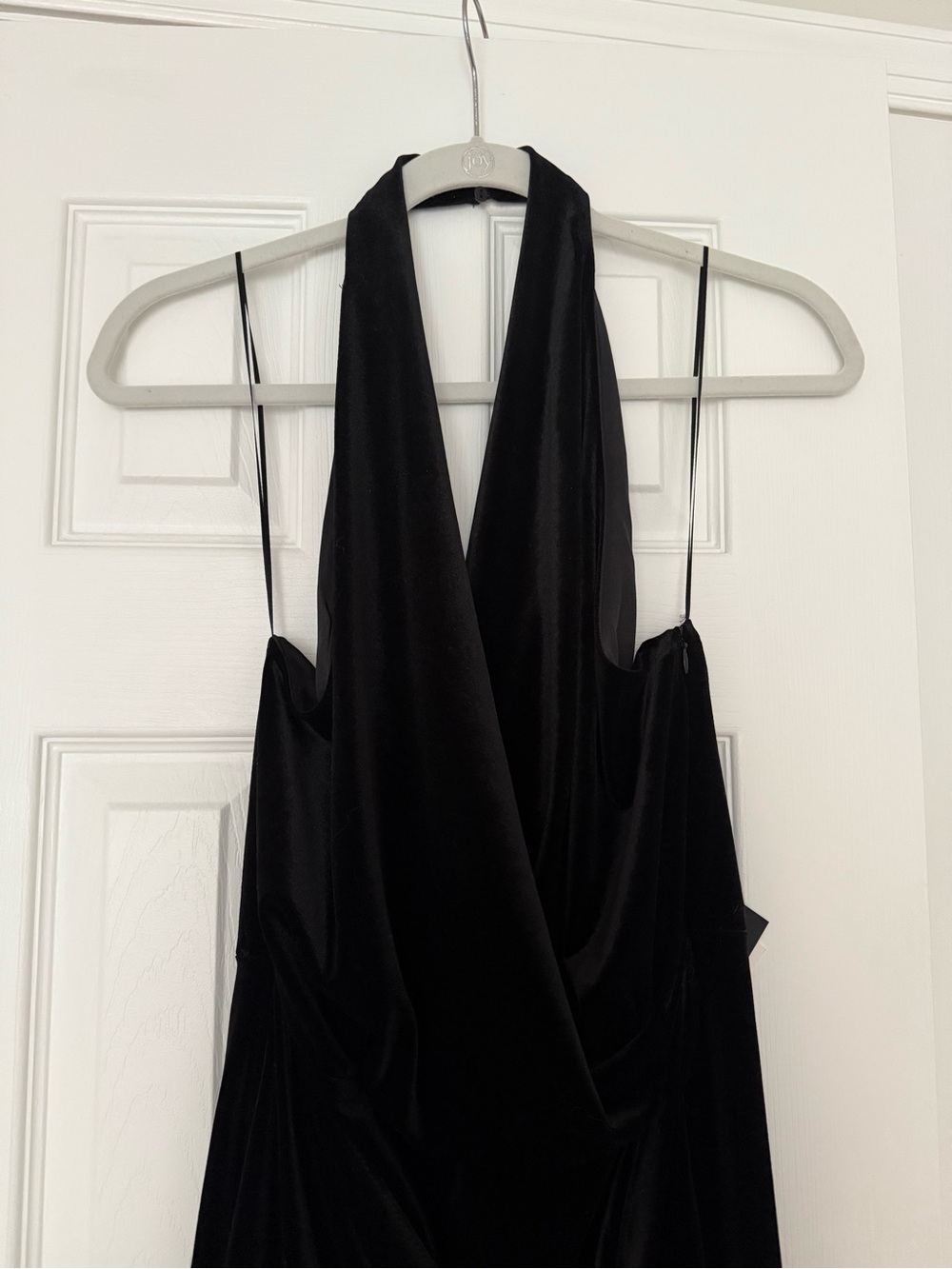 Zara Black Backless Velvet Halter Dress
